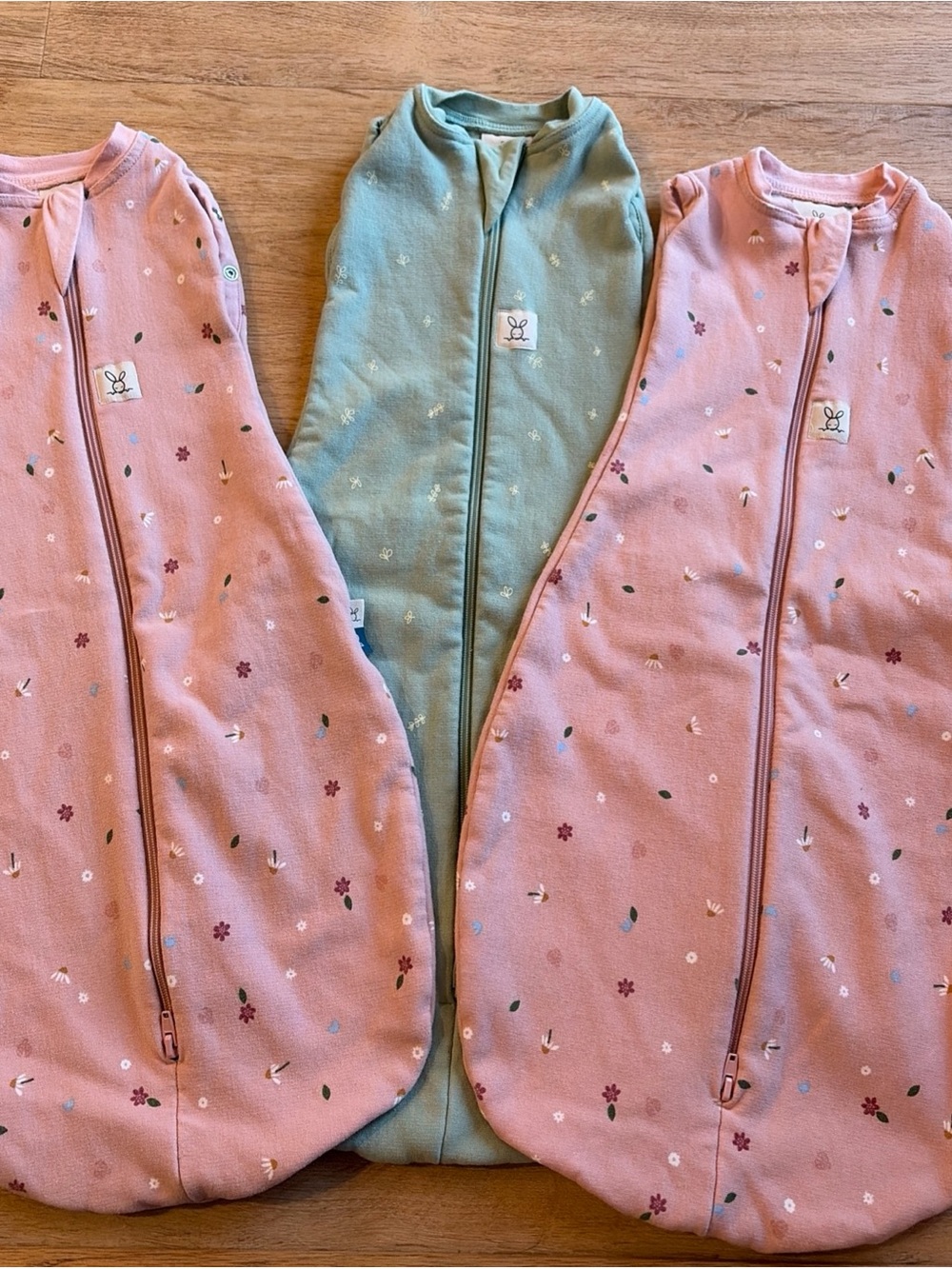 ergoPouch 1.0  Baby Sleep Sack Cacoon Pink / Green 0-3 Months set of 3